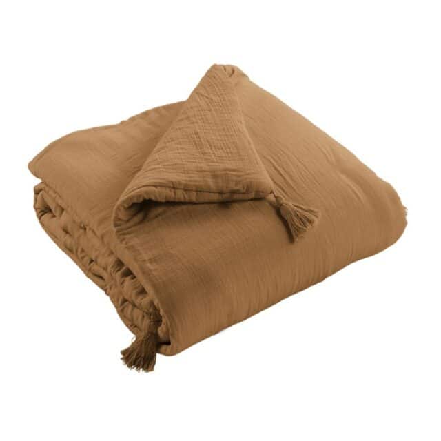 Bout de lit Gaze de coton Camel 90 x 200 cm