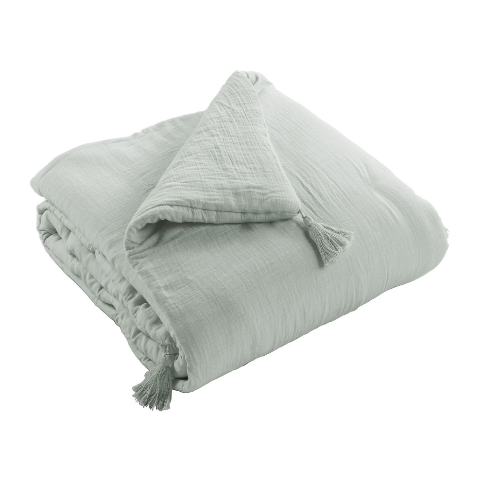 Bout de lit Gaze de Coton Eucalyptus Bleu Clair 90 x 200 cm