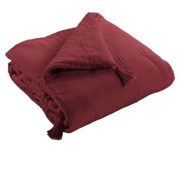 Bout de lit Gaze de coton Lie de vin 90 x 200 cm