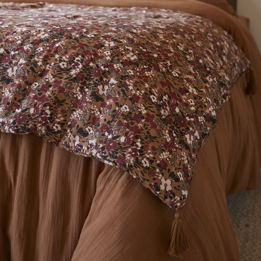 Bout de lit Gaze de Coton Nora camel Marron 90 x 200 cm — vue 2