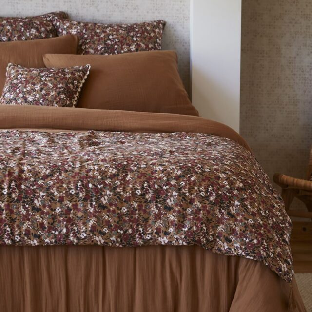 Bout de lit Gaze de Coton Nora camel Marron 90 x 200 cm