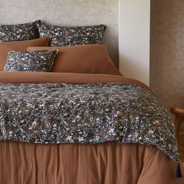Bout de lit Gaze de Coton Nora minuit Bleu Foncé 90 x 200 cm