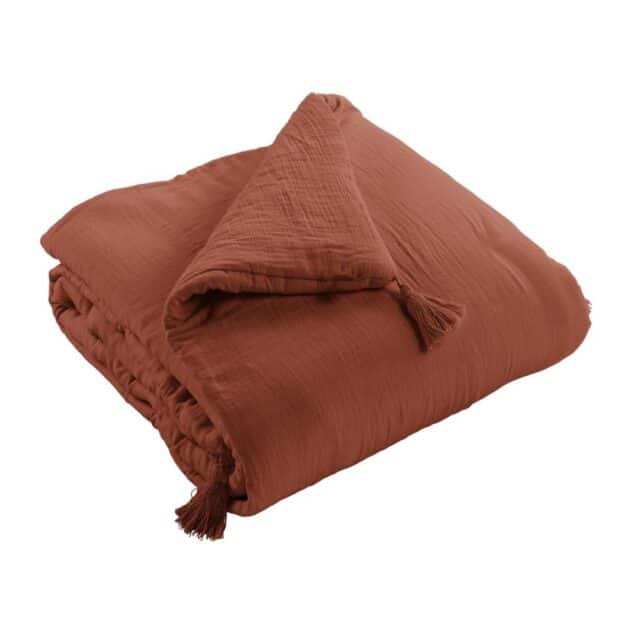 Bout de lit Gaze de coton Terracotta 90 x 200 cm