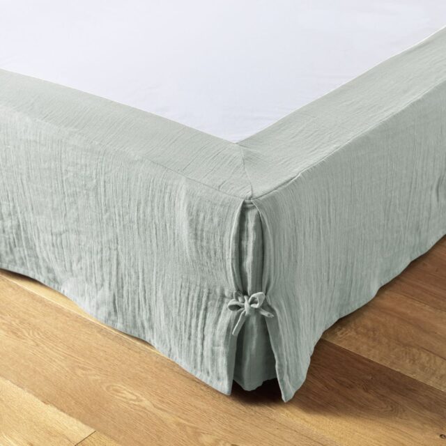 Cache sommier Gaze de Coton Eucalyptus Bleu Clair 140 x 190 cm