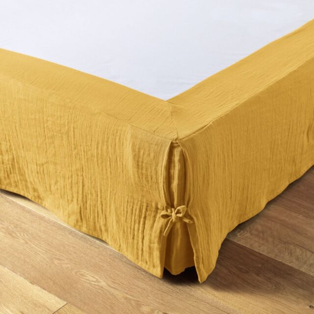 Cache sommier Gaze de coton Safran 140 x 190 cm