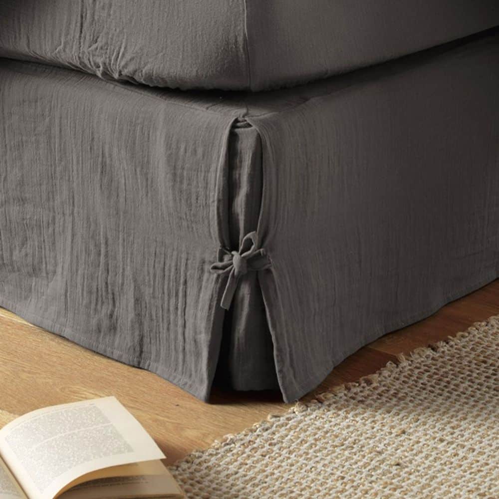 Cache sommier Gaze de coton Granit 160 x 200 cm — vue 2