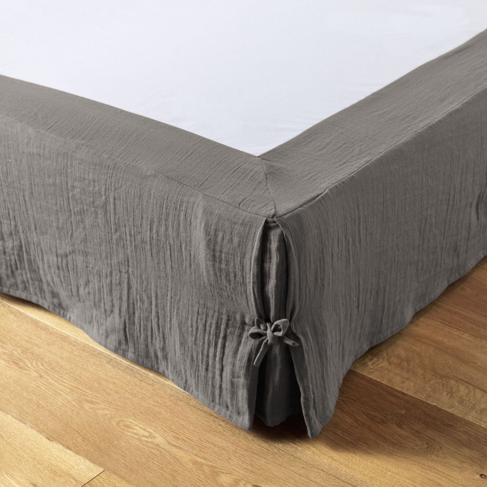 Cache sommier Gaze de coton Granit 160 x 200 cm