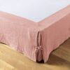 Cache sommier Gaze de coton Rose Rose pêche 160 x 200 cm