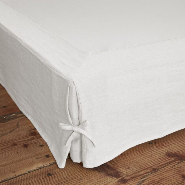 Cache sommier Lin Français Craie Blanc 180 x 200 cm