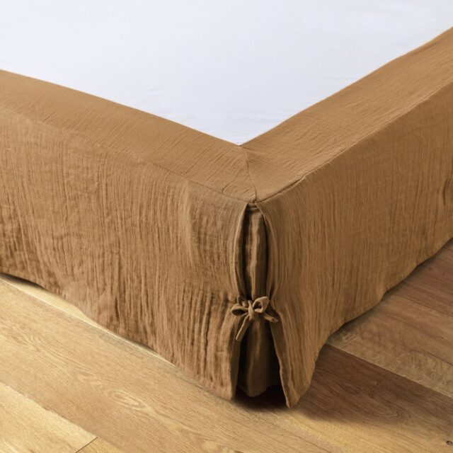 Cache sommier Gaze de coton Camel 90 x 190 cm