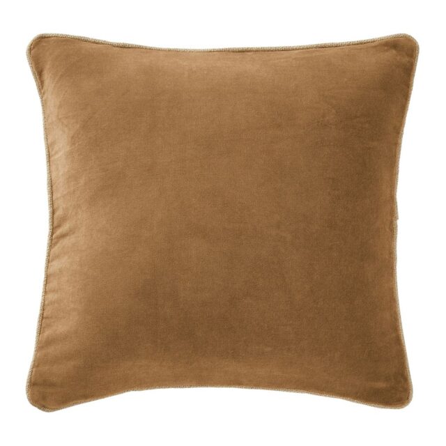 Coussin Velours de coton Camel 45 x 45 cm