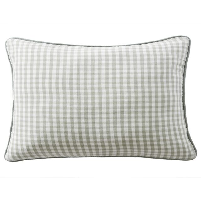 Coussin avec passepoil Gaze de Coton Quadri Eucalyptus Bleu Clair 40 x 60 cm