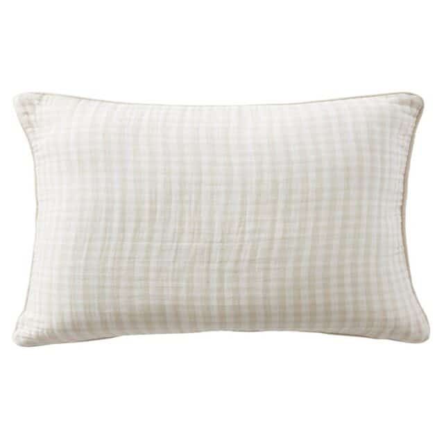 Coussin avec passepoil Gaze de Coton Quadri Naturel 40 x 60 cm