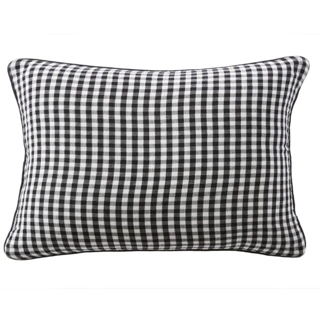 Coussin avec passepoil Gaze de Coton Quadri truffe Noir 40 x 60 cm