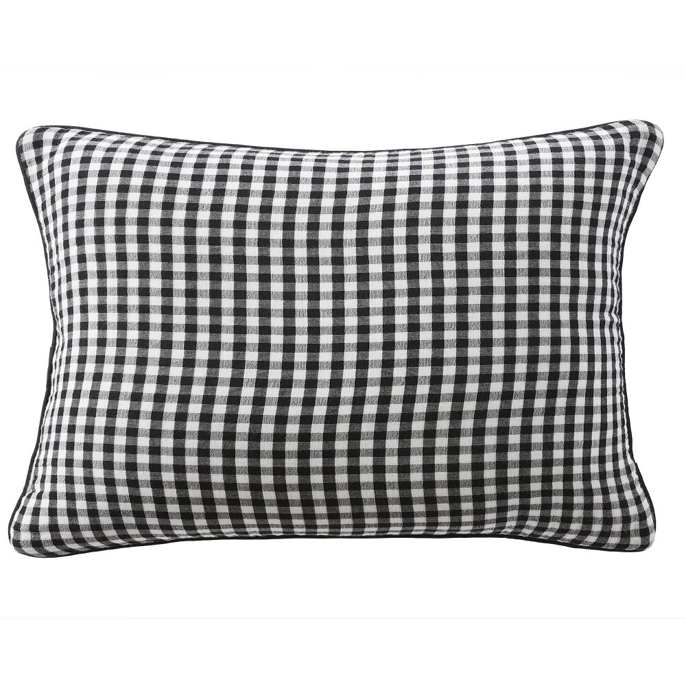 Coussin avec passepoil Gaze de Coton Quadri truffe Noir 40 x 60 cm