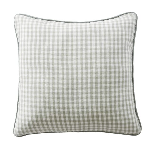 Coussin avec passepoil Gaze de Coton Quadri Eucalyptus Bleu Clair 45 x 45 cm