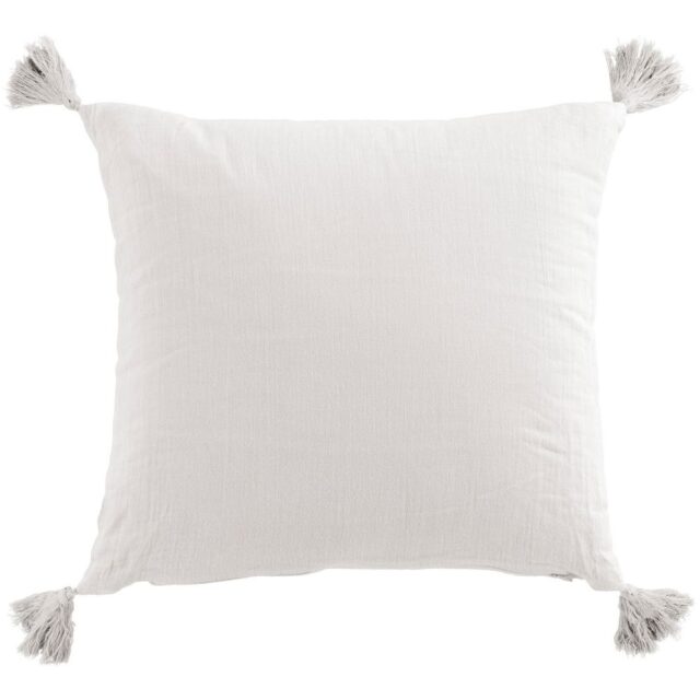 Coussin carré Gaze de coton avec pompons Chantilly 40 x 40 cm