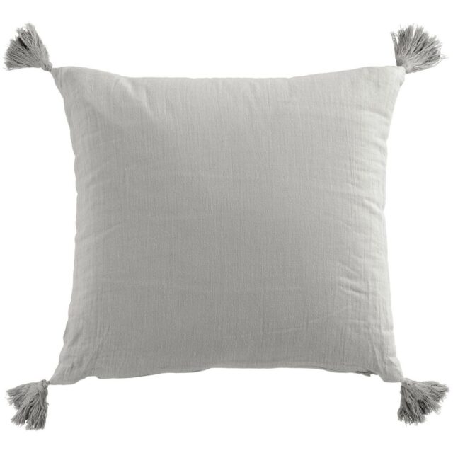 Coussin carré Gaze de coton avec pompons Nuage 40 x 40 cm