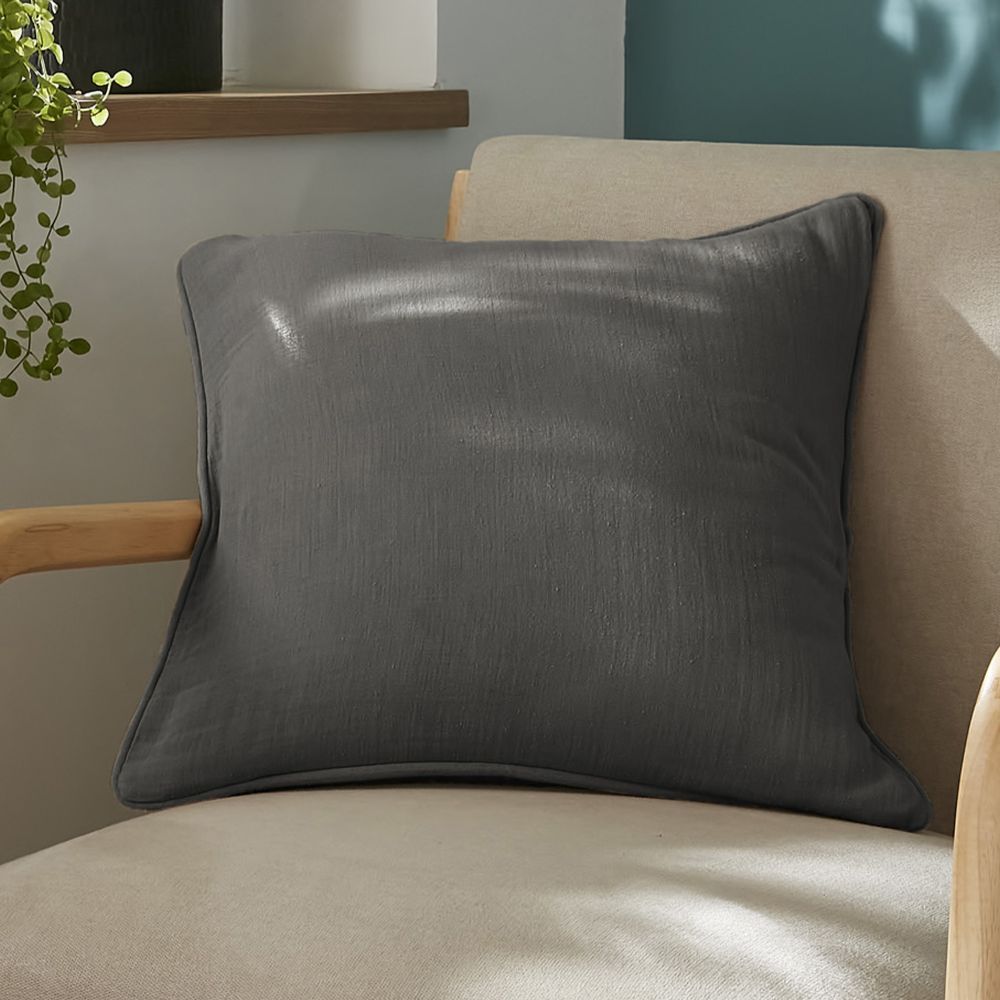 Coussin carré déhoussable Gaze de Coton Terra Granit 45 x 45 cm — vue 2