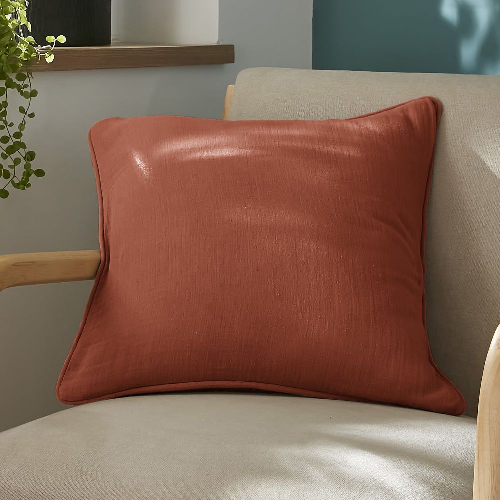 Coussin carré déhoussable Gaze de Coton Terra Terracotta 45 x 45 cm — vue 2