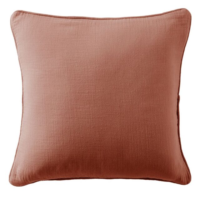 Coussin carré déhoussable Gaze de Coton Terra Terracotta 45 x 45 cm