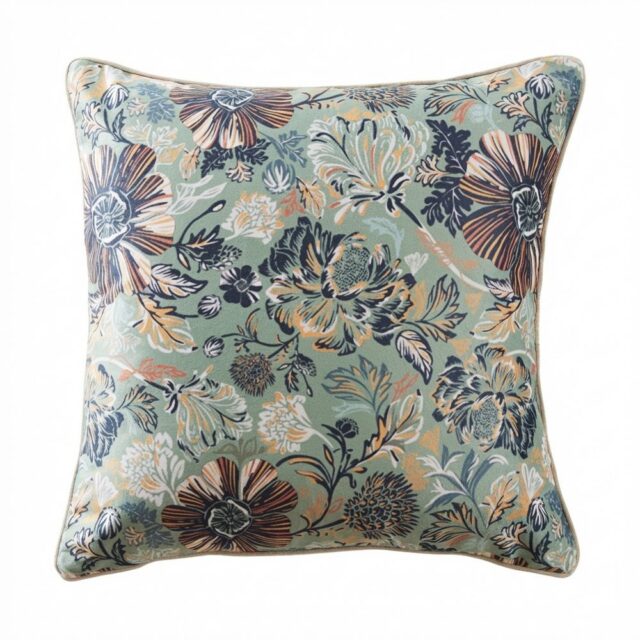 Coussin carré déhoussable Velours de Coton Églantine Multicolore 50 x 50 cm