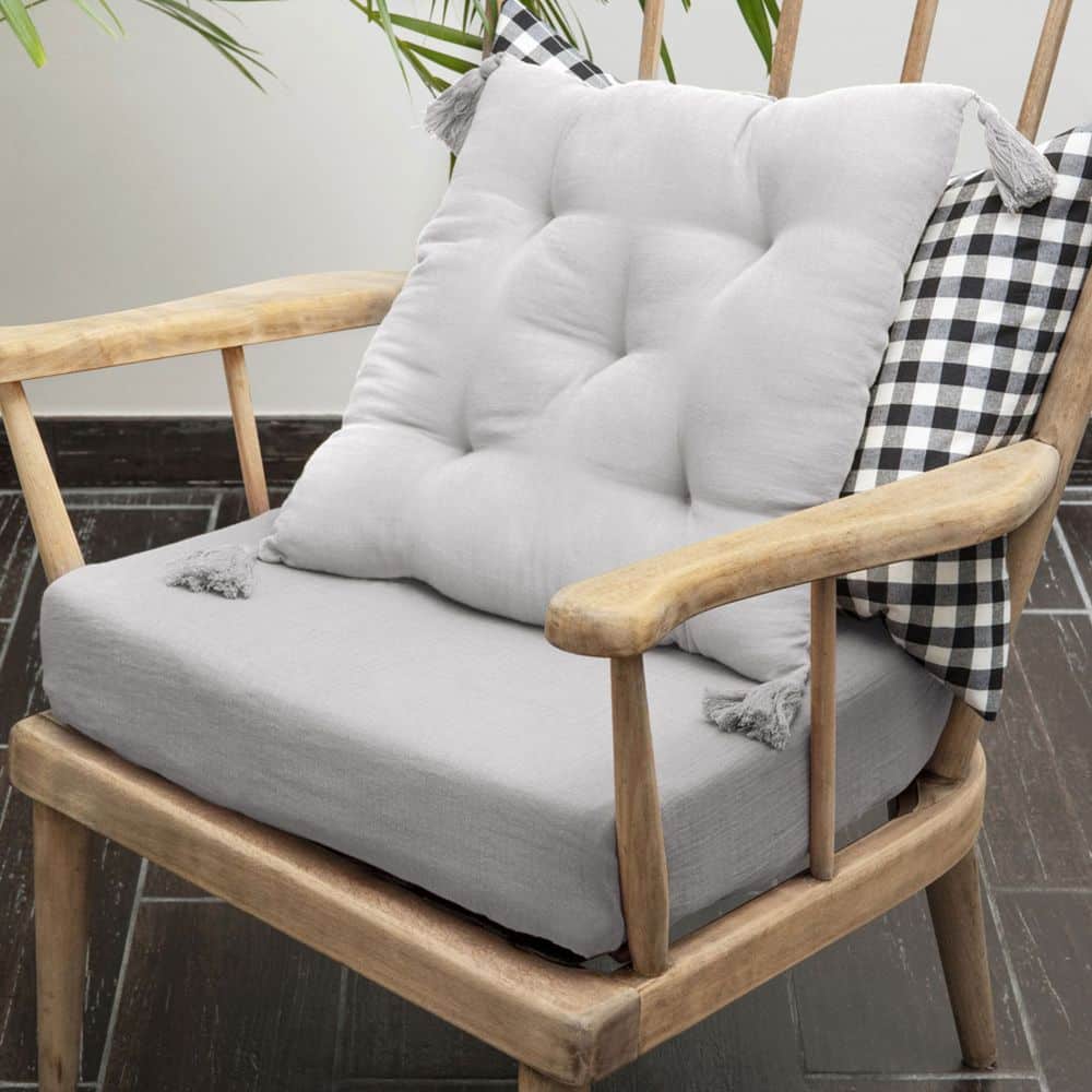 Coussin de chaise Gaze de coton avec pompons Nuage 40 x 40 cm — vue 2