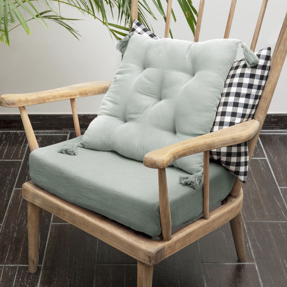 Coussin de chaise Gaze de Coton Eucalyptus Bleu Clair 40 x 40 cm — vue 2