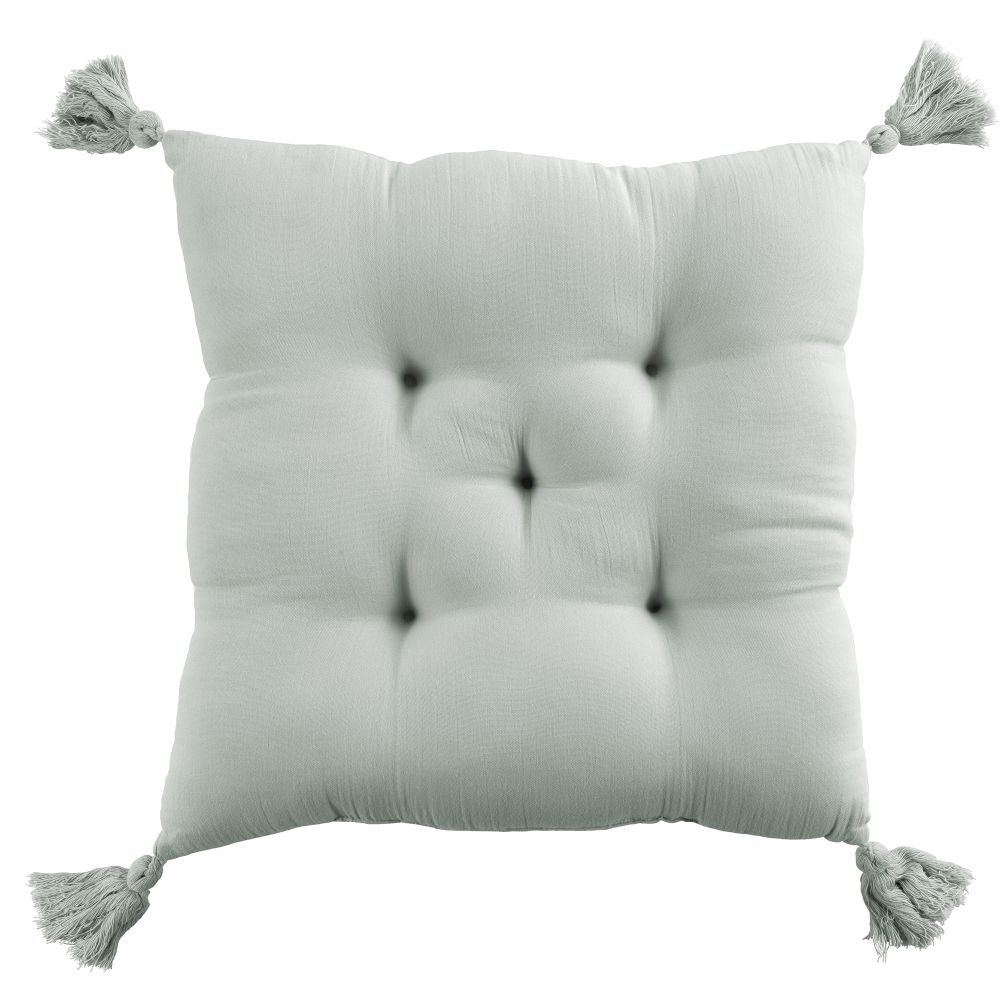 Coussin de chaise Gaze de Coton Eucalyptus Bleu Clair 40 x 40 cm
