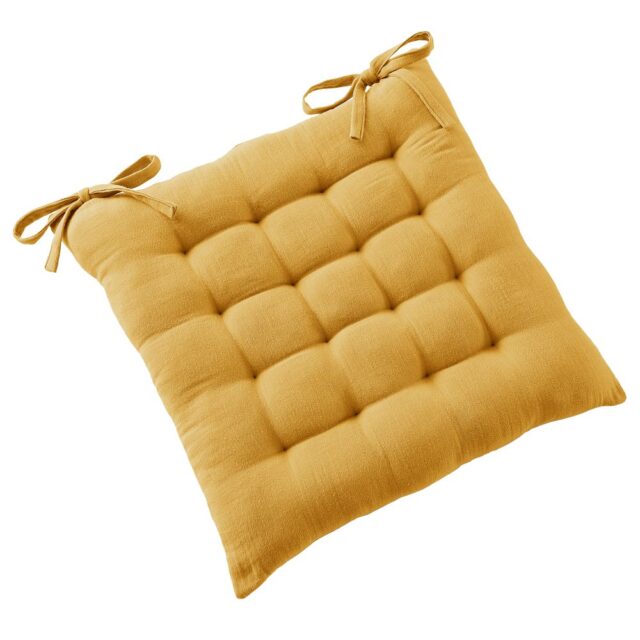 Coussin de chaise Gaze de Coton Terra Safran 40 x 40 cm
