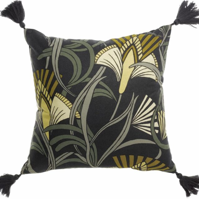 Coussin déco Coton Liora Noir 30 x 50 cm