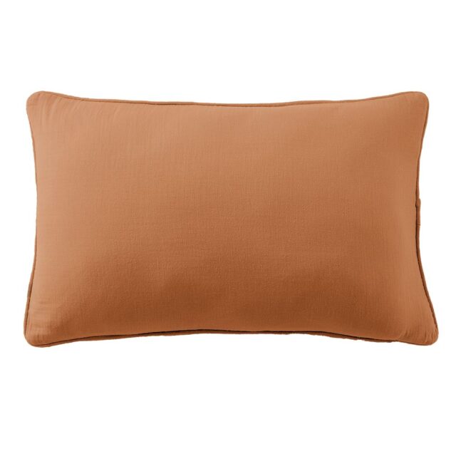 Coussin rectangulaire déhoussable Gaze de Coton Terra Abricot 40 x 60 cm