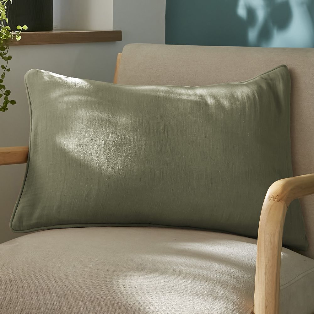 Coussin rectangulaire déhoussable Gaze de Coton Terra Romarin 40 x 60 cm — vue 2
