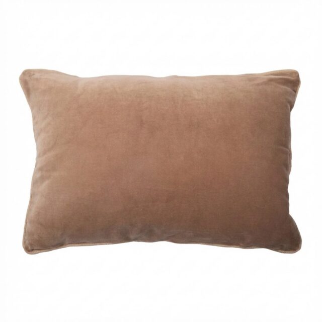 Coussin rectangulaire déhoussable Velours de Coton Bianca Camel 40 x 60 cm