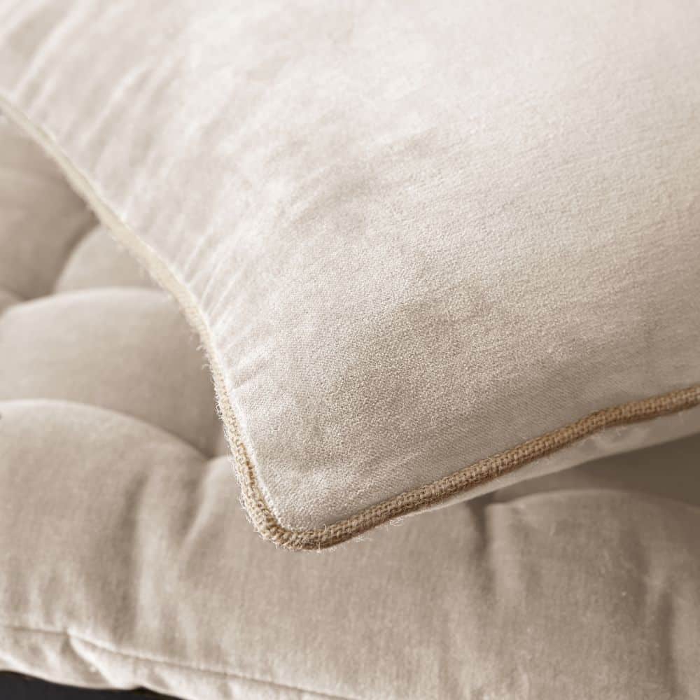 Coussin rectangulaire déhoussable Velours de Coton Bianca Naturel 40 x 60 cm — vue 2