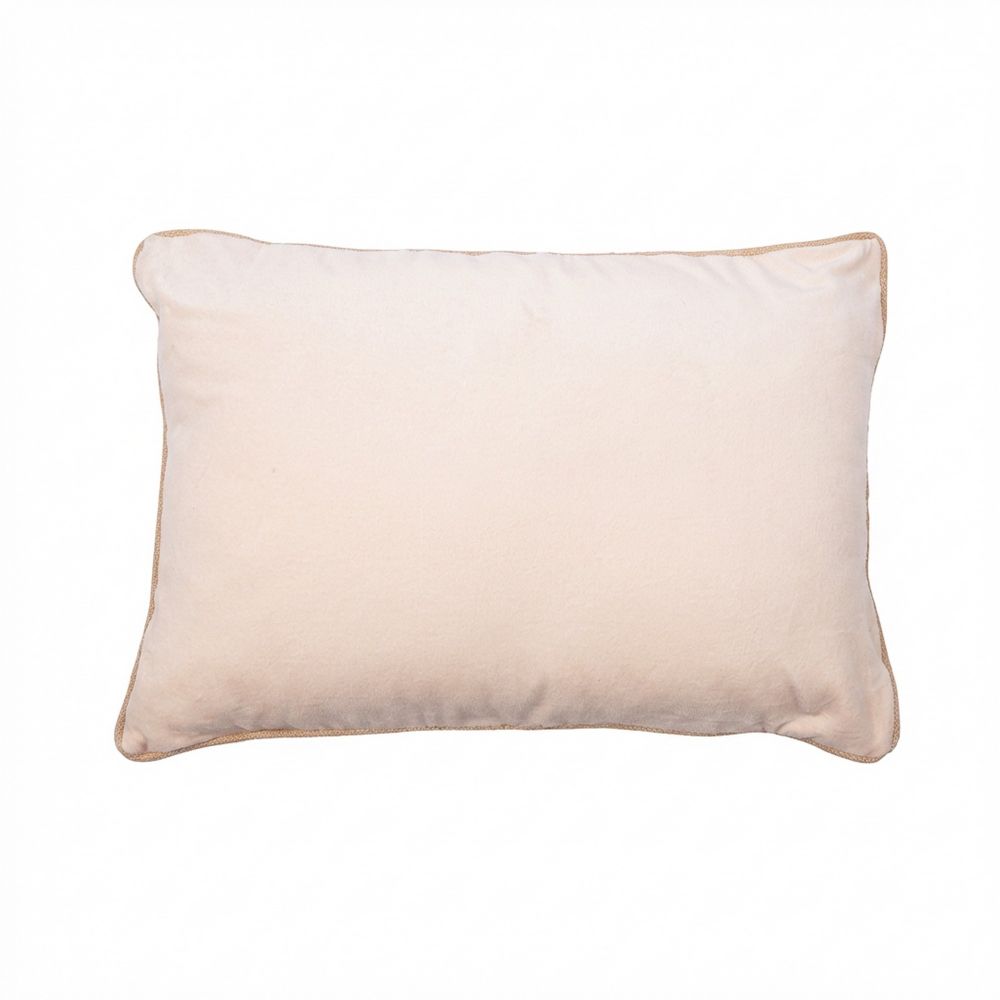 Coussin rectangulaire déhoussable Velours de Coton Bianca Naturel 40 x 60 cm