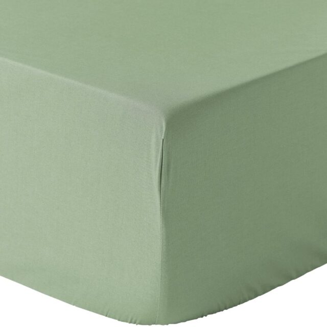 Drap housse 100% Percale de Coton 80 fils Sauge 140 x 190 cm
