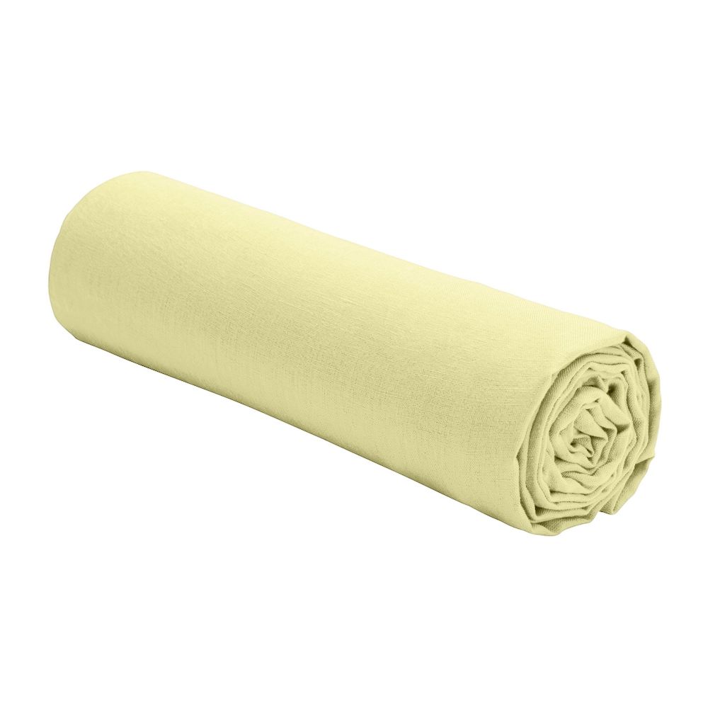 Drap housse en lin Français - lin lavé Beurre Jaune 140 x 190 cm — vue 2