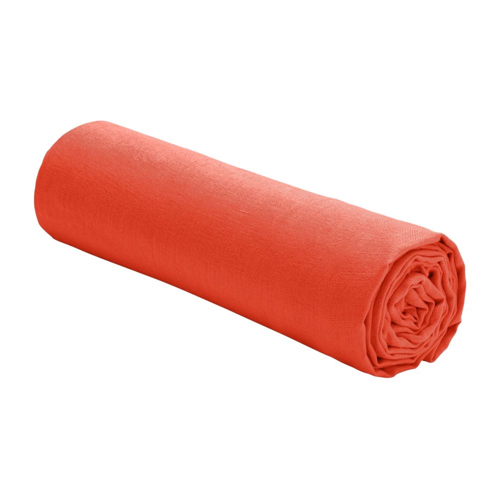 Drap housse en lin Français - lin lavé Flamme Orange 140 x 190 cm — vue 2