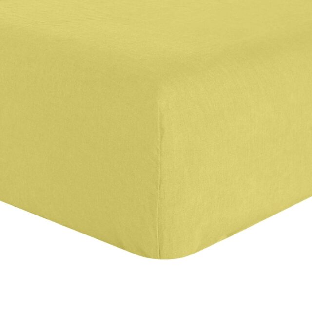 Drap housse en lin Français – lin lavé Poire Vert 140 x 190 cm