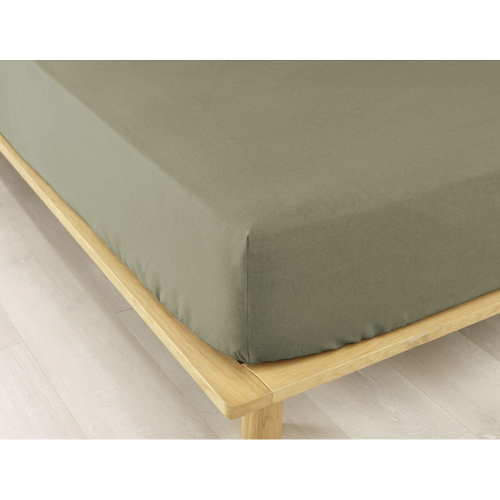 Drap housse Flanelle de Coton Romarin 140 x 190 cm