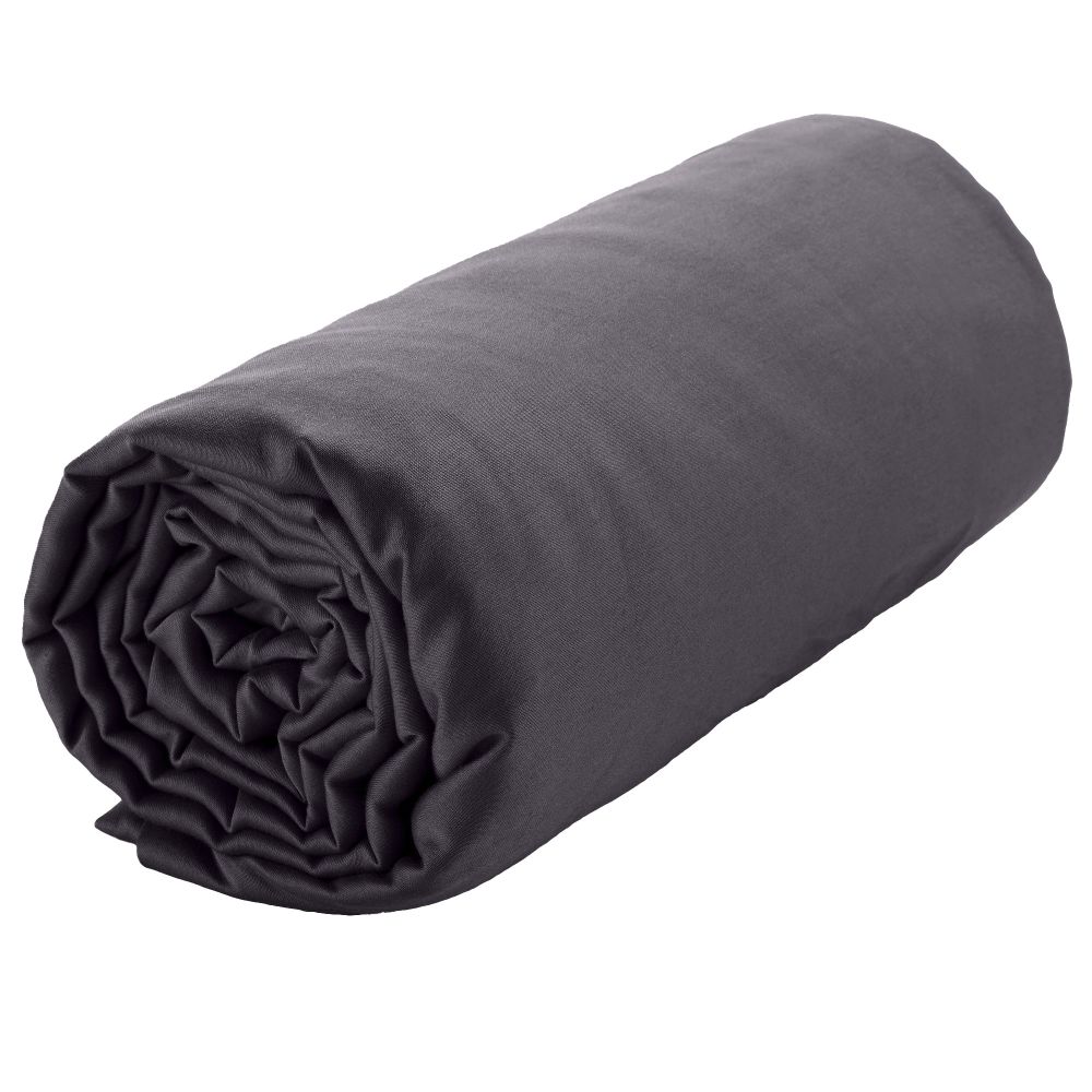 Drap housse Satin de Coton Gris Gris Foncé 140 x 190 cm — vue 2