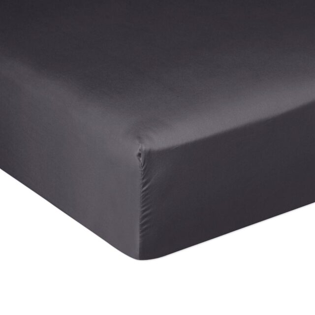 Drap housse Satin de Coton Gris Gris Foncé 140 x 190 cm