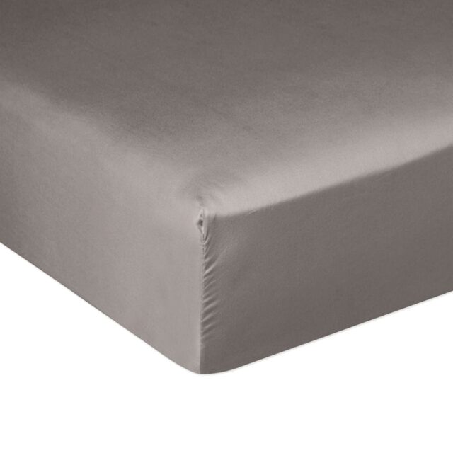 Drap housse Satin de Coton Gris Clair 140 x 190 cm