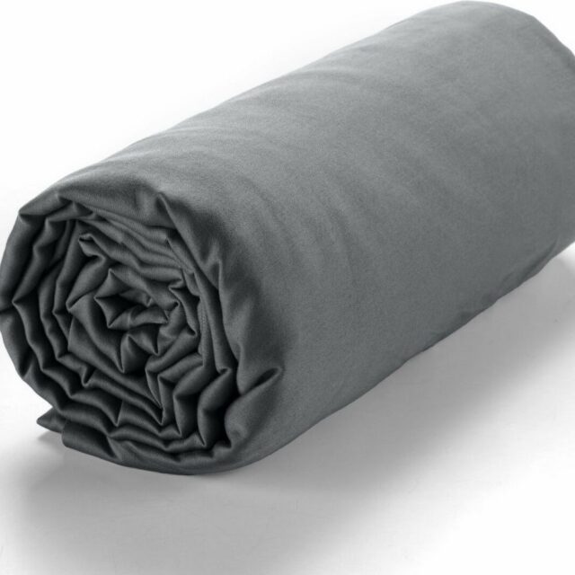 Drap housse Satin de Coton Gris Foncé 140 x 190 cm