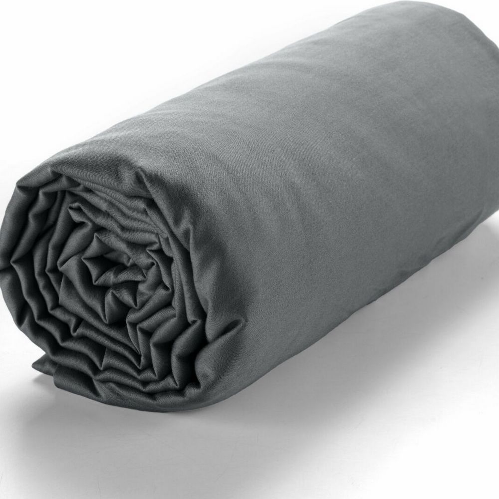 Drap housse Satin de Coton Gris Foncé 140 x 190 cm