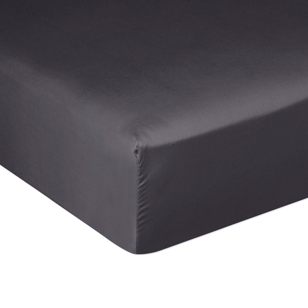Drap housse Satin de Coton Gris Gris Foncé 140 x 190 cm