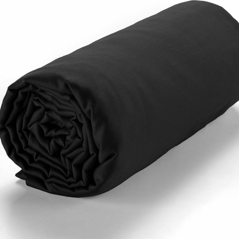 Drap housse Satin de Coton Noir 140 x 190 cm