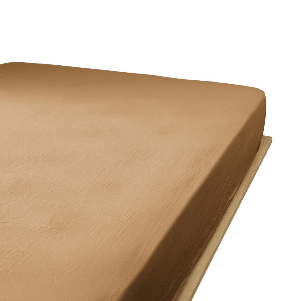 Drap housse en Gaze de coton Camel 140 x 190 cm — vue 2