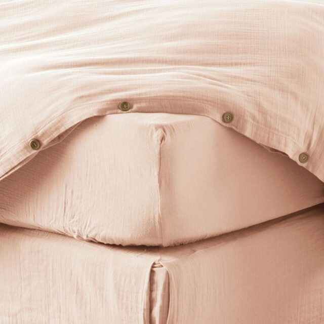 Drap housse en Gaze de coton Guimauve 140 x 190 cm
